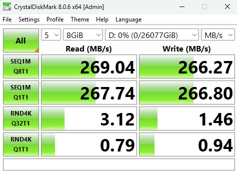 Seagate 28TB Expansion Desktop Hard Drive CrystalDiskMark 8GB