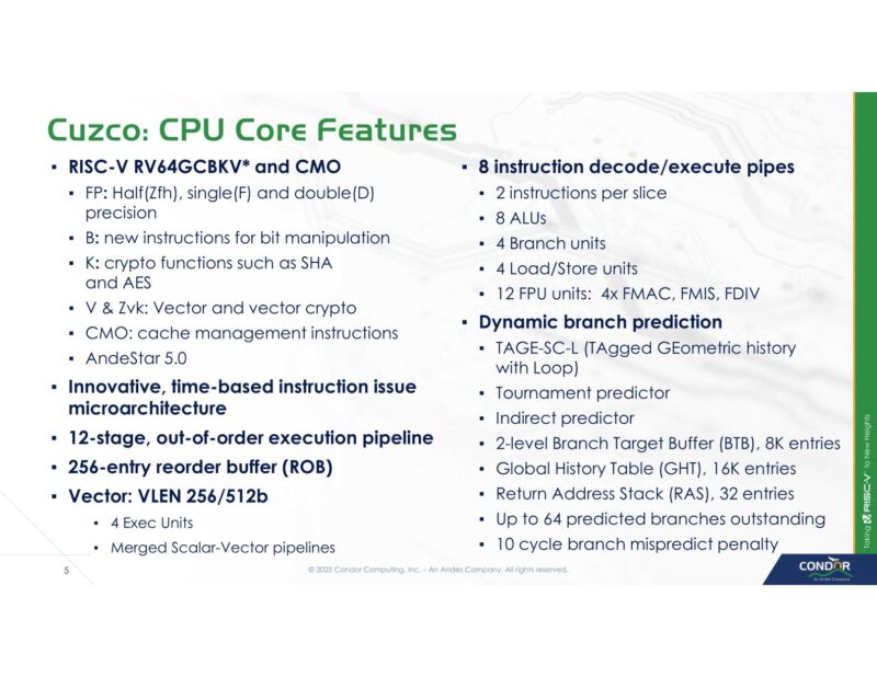 Cuzco CPU Core Features