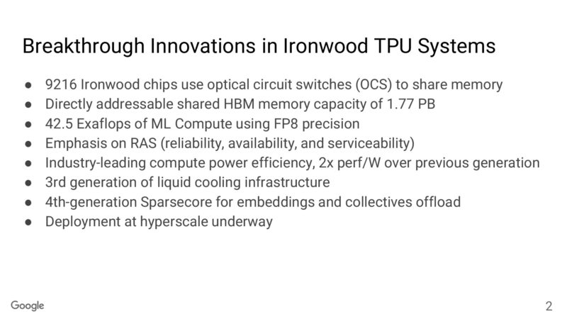 Breakthrough Innovations in Ironwood TPU Systems