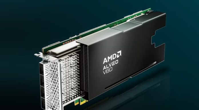 New Faster AMD Alveo V80 Accelerator with HBM2e and Fast Networking AMD Alveo V80 Cover