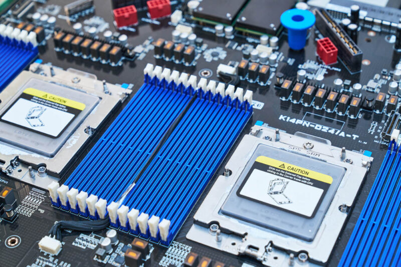 ASUS ESC A8A E12U PCIe Tray Overview With Motherboard On Top AMD EPYC Sockets