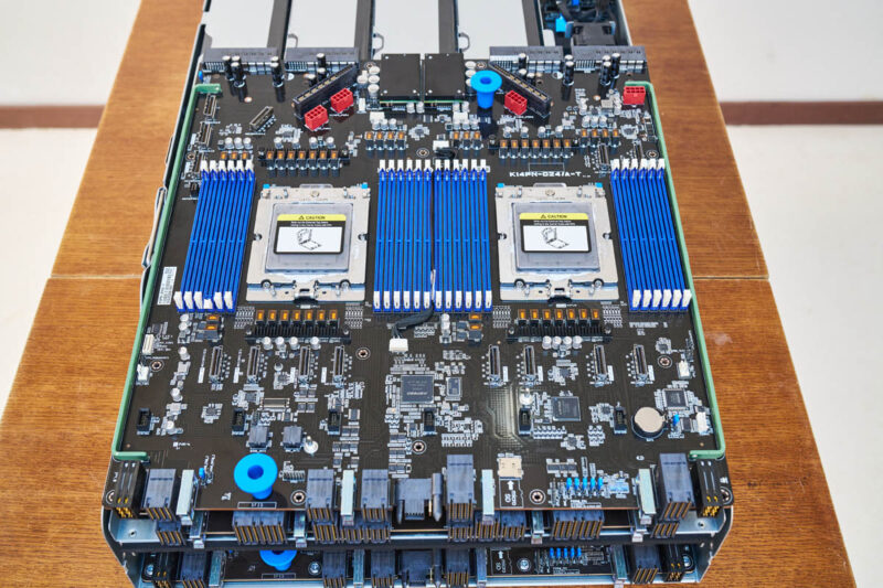 ASUS ESC A8A E12U PCIe Tray Overview With Motherboard On Top Overview
