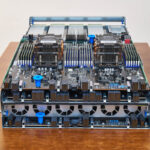 ASUS ESC A8A E12U PCIe Tray Overview With Motherboard On Top Populated