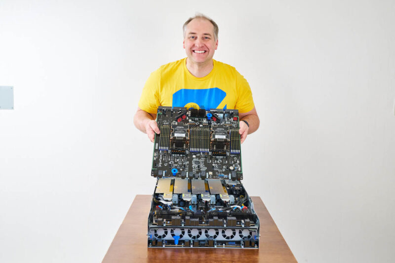 ASUS ESC A8A E12U PCIe Tray Overview With Motherboard On Top With Patrick