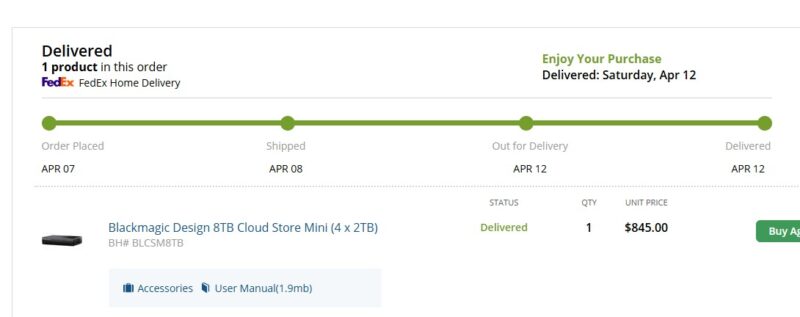 Blackmagic Cloud Store Mini 8TB Purchase Price