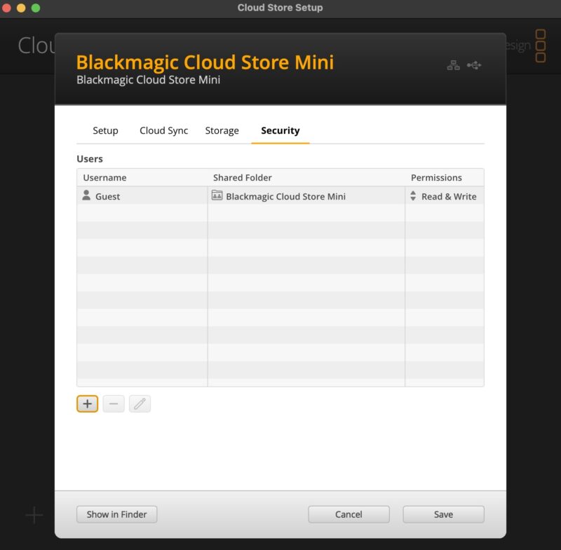 Blackmagic Cloud Store Setup Blackmagic Cloud Store Mini 8TB Security User Guest