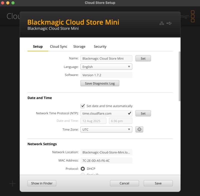 Blackmagic Cloud Store Setup Blackmagic Cloud Store Mini 8TB Setup