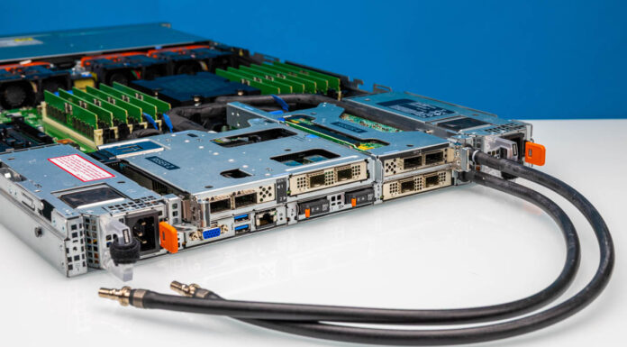 Dell PowerEdge R6715 Review A Spiffy 1U AMD EPYC Server Dell PowerEdge R6715 Liquid Cooled Rear 1