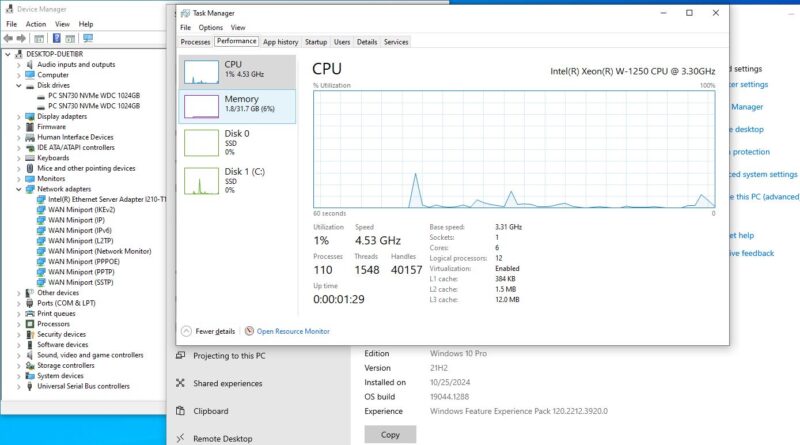 Dell Precision 3240 Xeon W 1250 Device Manager