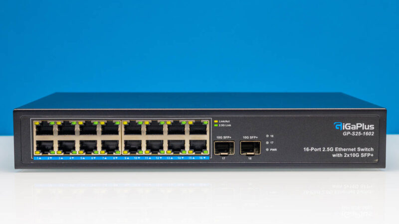 GiGaPlus GP S25 1602 16 Port 2.5G Ethernet Switch With 2x10G SFP+ Front 1