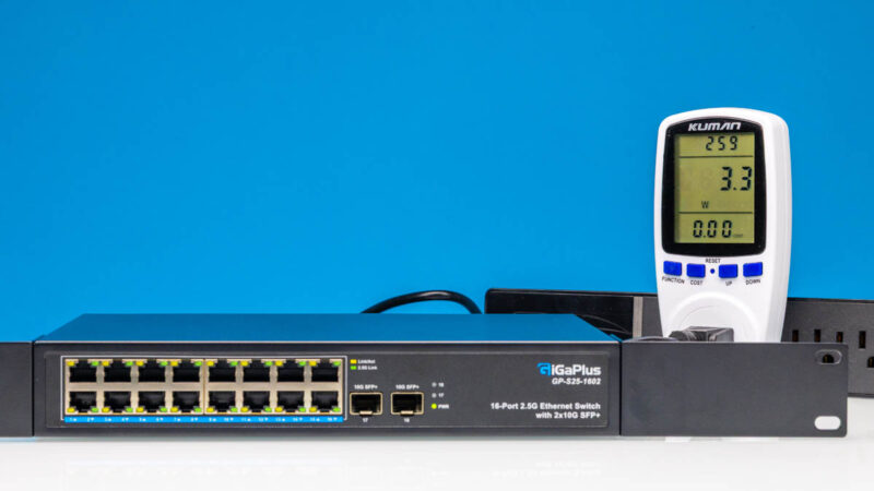 GiGaPlus GP S25 1602 16 Port 2.5G Ethernet Switch With 2x10G SFP+ Power Consumption Idle 1