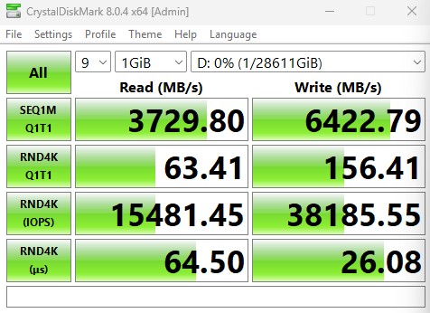 Memblaze 7940 30.72TB CrystalDiskMark 1GB