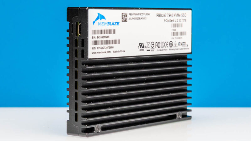 Memblaze PBlaze7 7940 NVMe SSD Front Angled 3