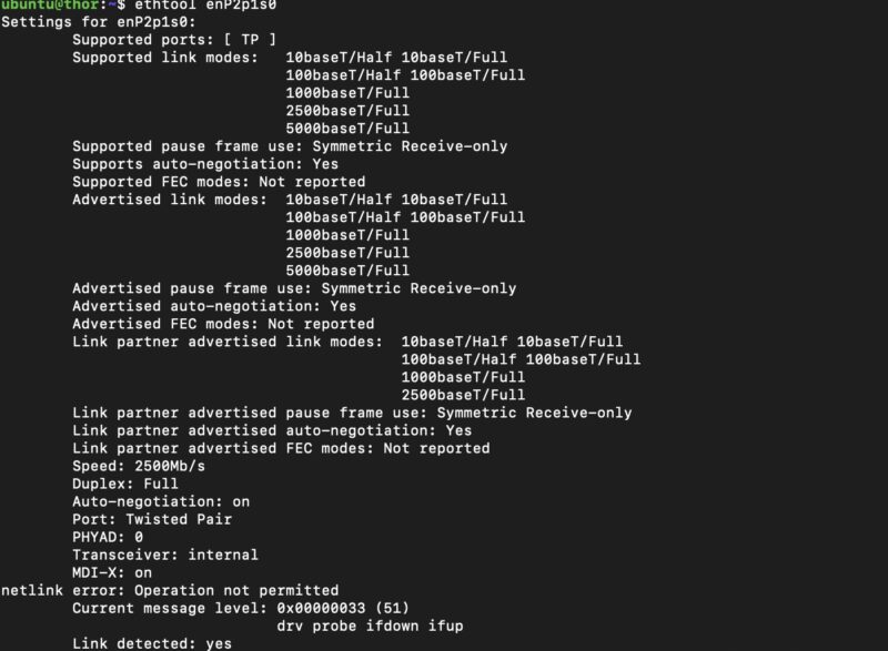 NVIDIA Jetson AGX Thor Developer Kit 5GbE NIC ethtool
