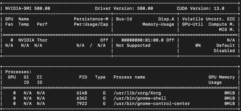 NVIDIA Jetston AGX Thor T5000 nvidia-smi