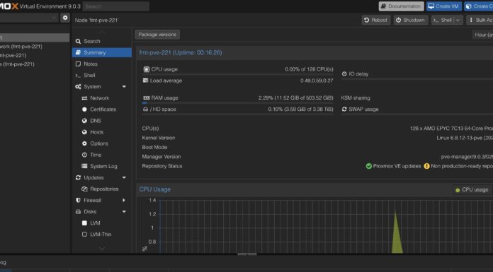 Proxmox VE 9 is Out with Big New Features Newly Upgraded Proxmox VE 9 On AMD EPYC 7C13 Node