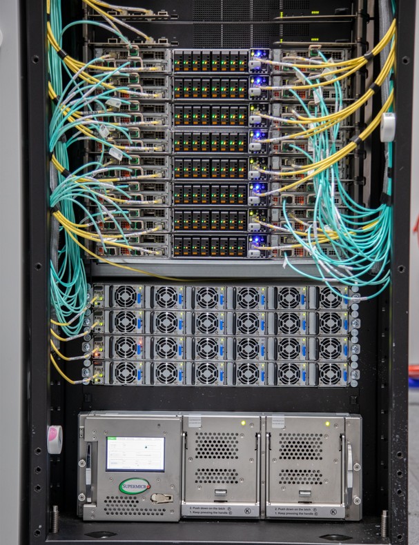 Supermicro NVIDIA GB200 NVL72 Rack Installed For Lambda Front Bottom