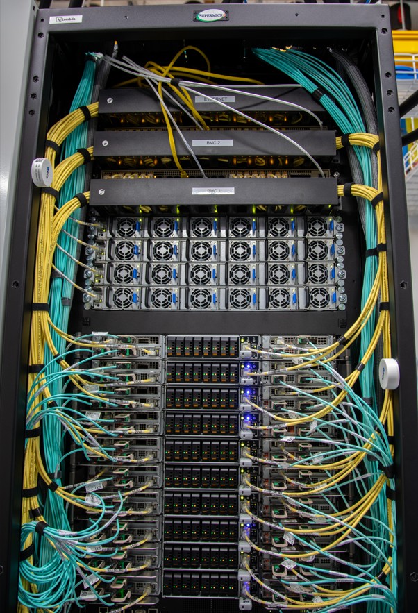 Supermicro NVIDIA GB200 NVL72 Rack Installed For Lambda Front Top