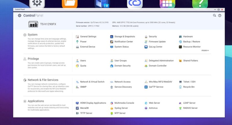 AMD EPYC 7702 And 512GB In QNAP TS H1290FX UI Large
