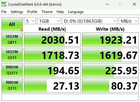 Crucial X10 CrystalDiskMark 1Gib