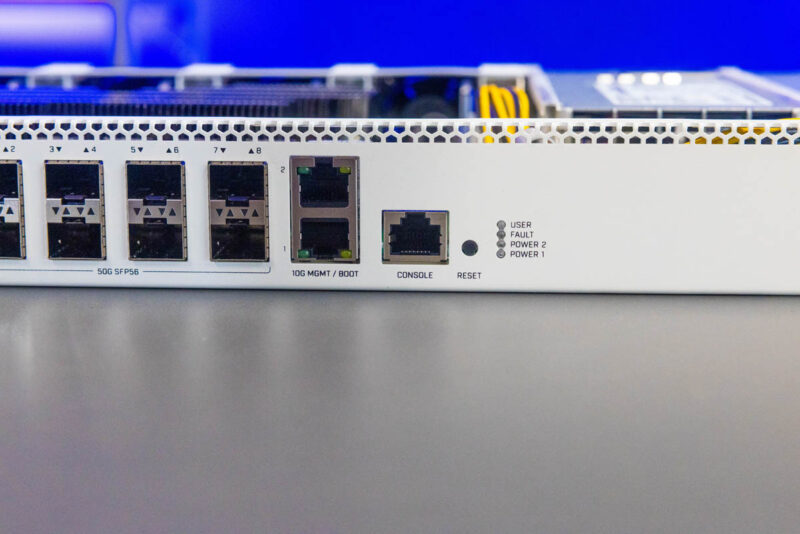 MikroTik CRS812 8DS 2DQ 2DDQ Front Latvia 10GbE And Console