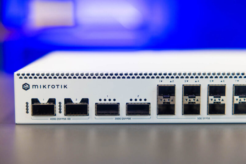 MikroTik CRS812 8DS 2DQ 2DDQ Front Latvia 2x QSFP56 DD 400GbE And 2x QSFP56 200GbE 2