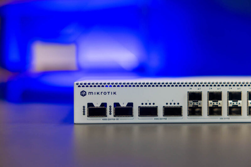 MikroTik CRS812 8DS 2DQ 2DDQ Front Latvia 2x QSFP56 DD 400GbE And 2x QSFP56 200GbE