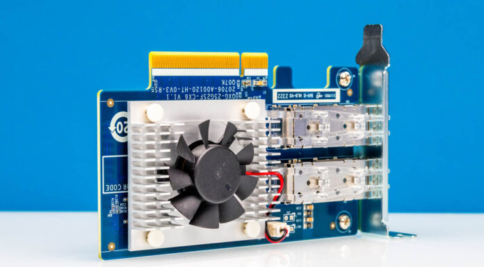 QNAP QXG-25G2SF-CX6 25GbE NVIDIA ConnectX-6 Lx NIC Mini-Review QNAP QXG 25G2SF CX6 Top Angled 1