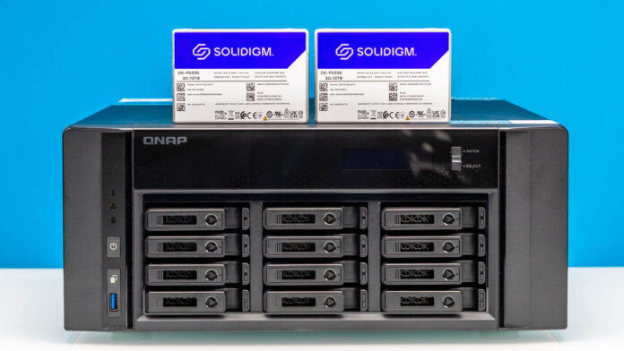 QNAP TS H1290FX Front With Solidigm Drive 1