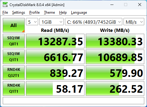 Samsung 9100 PRO 8TB CrystalDiskMark 1GB