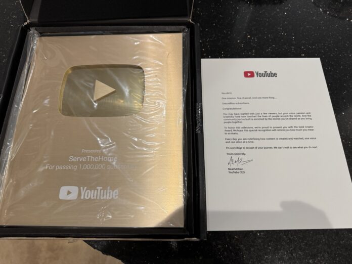 ServeTheHome YouTube Gold Play Button Large