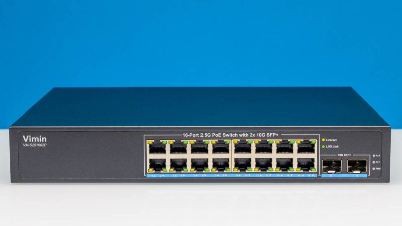 Vimin VM S251602P 16 Port 2.5G PoE Switch With 2x 10G SFP+ Front 1