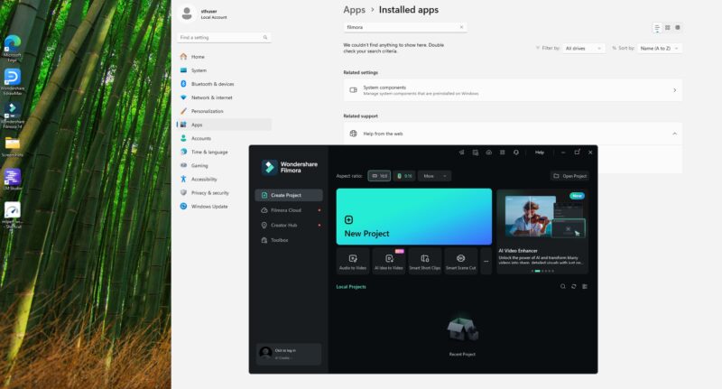 Beelink GTR9 Pro Wondershare Filmora Pre Installed Not On Installed Apps