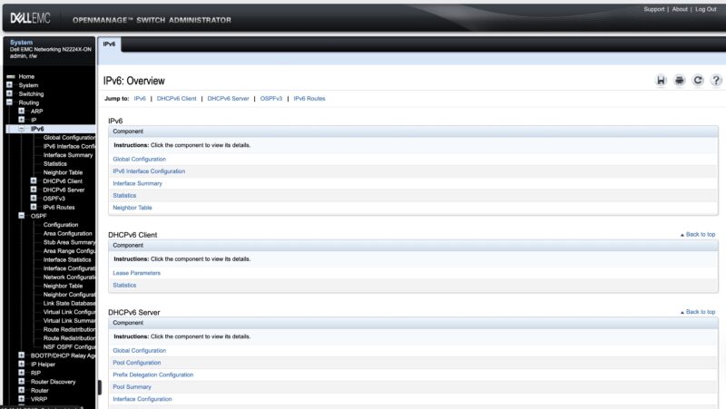 Dell N2224X ON OpenManage Switch Administrator IPv6