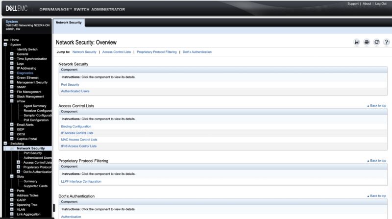 Dell N2224X ON OpenManage Switch Administrator Network Security