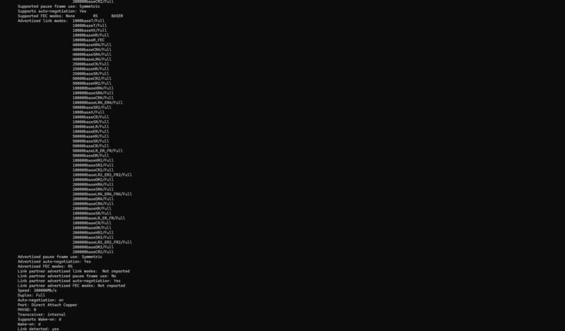 Ethtool 2x NVIDIA GB10 ConnectX 7 Connected Via DAC At 200GbE