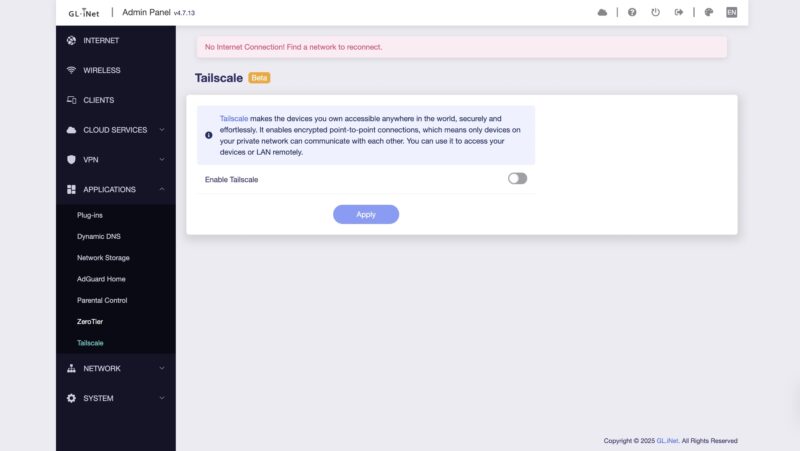 GL.iNet GL BE3600 Tailscale