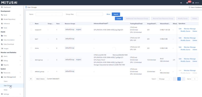 Kaytus MotusAI Manage User Groups