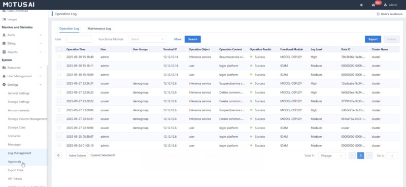 Kaytus MotusAI Operation Logs