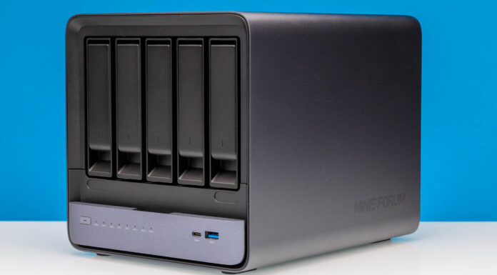 Minisforum N5 Pro Review An Awesome NAS Platform Minisforum N5 PRO P370 Front Angled 1