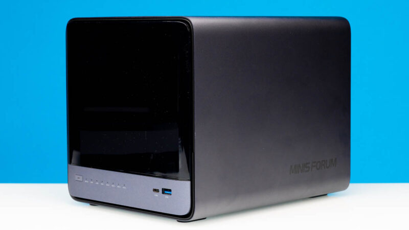 Minisforum N5 PRO P370 Front Angled With Screen 1