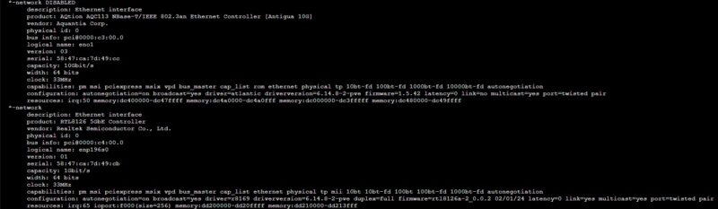 Minisforum N5 Pro Lshw C Network