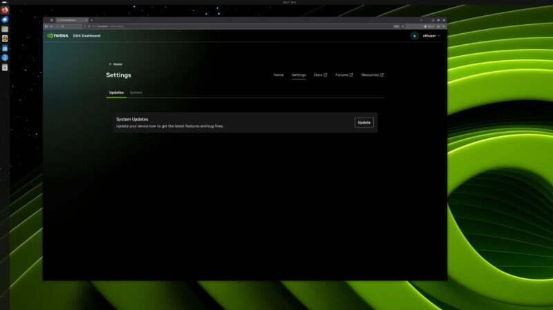 NVIDIA DGX Spark DGX Dashboard Settings Update