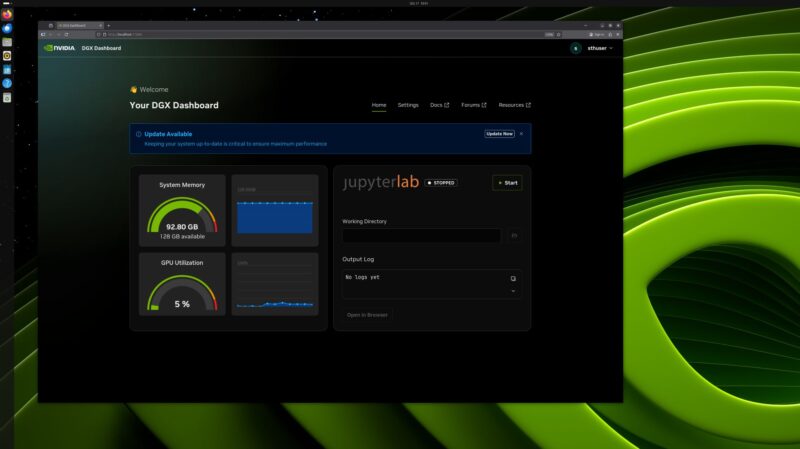 NVIDIA DGX Spark DGX Dashboard Update Available