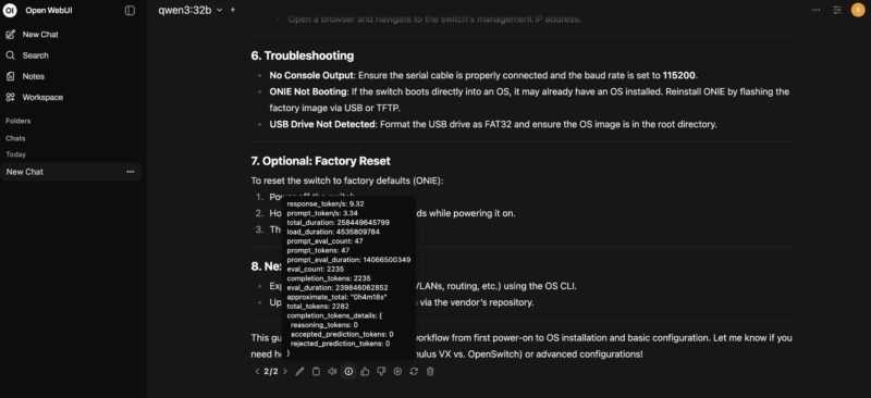 NVIDIA DGX Spark Open WebUI Ollama Qwen3 32B Performance
