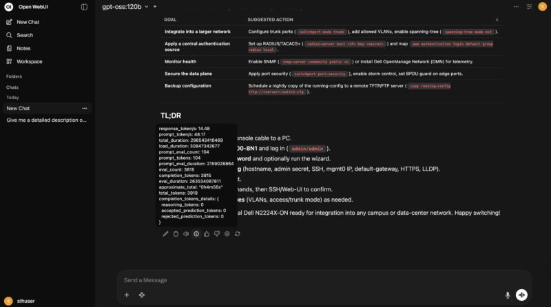NVIDIA DGX Spark Open WebUI Ollama Gpt Oss 120B Performance