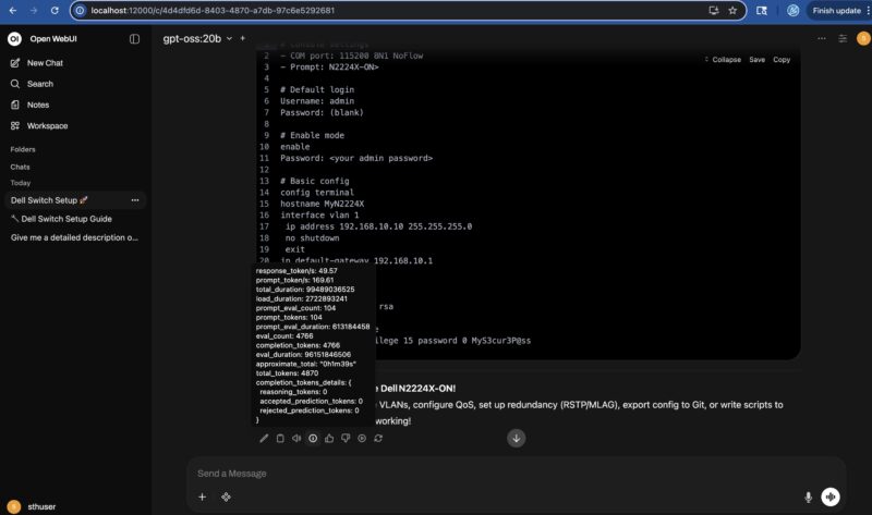 NVIDIA DGX Spark Open WebUI Ollama Gpt Oss 20B Performance