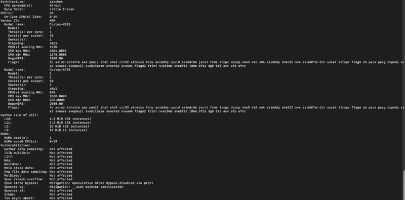 NVIDIA DGX Spark Lscpu