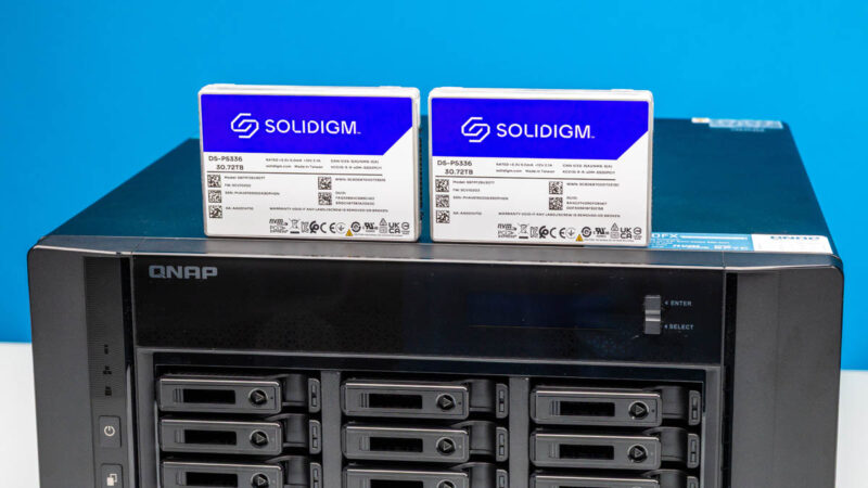 QNAP TS H1290FX Front With Solidigm Drive 2