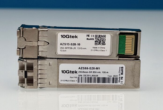 10GTek 25G SFP28 LR And SFP28 SR Labels